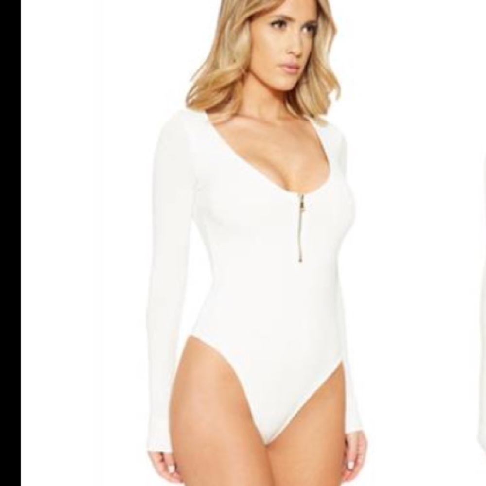 White zipup bodysuit